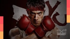 Ryu e Ken em cenas animadas do filme Street Fighter, com visual inspirado em animes dos anos 90