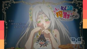 Imagem promocional que anuncia a produção do anime Dorei kara no Kitai to Hyōka no Sei de Sakushu Dekinai nodaga