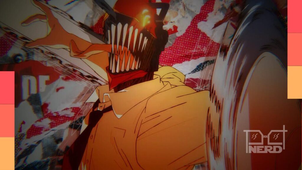 Seleção de animes parecidos com Chainsaw Man, incluindo Jujutsu Kaisen, FLCL e Monogatari