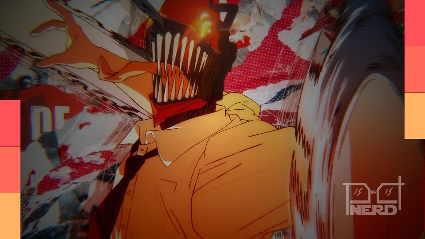 Seleção de animes parecidos com Chainsaw Man, incluindo Jujutsu Kaisen, FLCL e Monogatari