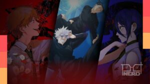 Colagem de animes associados a diferentes fases da trajetória do estúdio MAPPA