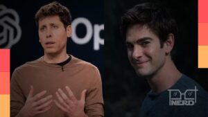 Andrew Garfield caracterizado como Sam Altman no filme Artificial