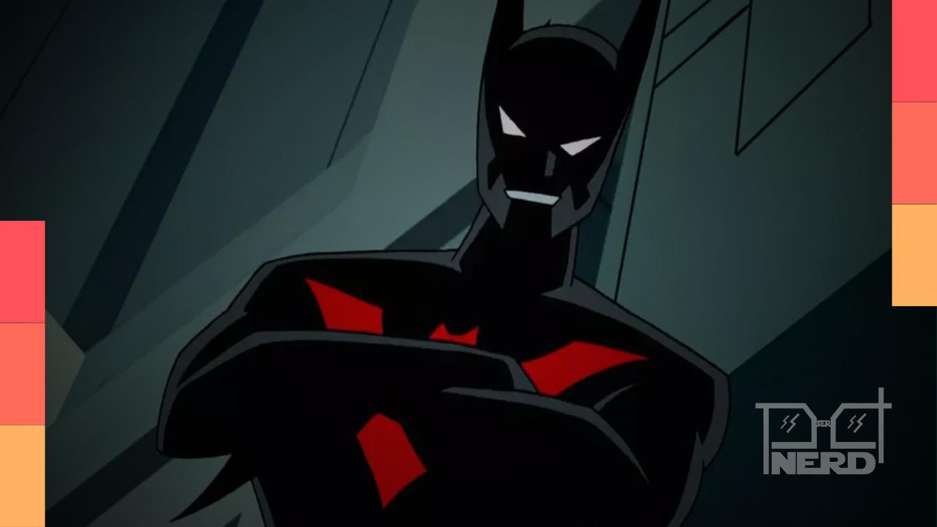 Terry McGinnis como Batman do Futuro em uma Gotham futurista