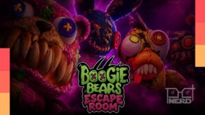 Personagens Boogie Bears em divulgação das experiências no Fortnite e das ativações na CCXP26