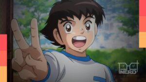 Imagem promocional do anime Captain Tsubasa, relacionado à declaração de Yōichi Takahashi sobre Messi.