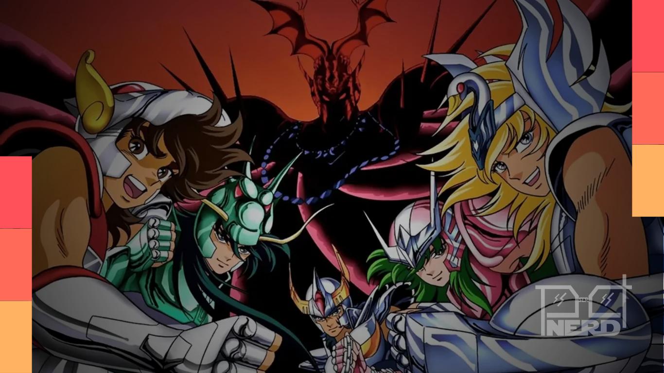 Os cinco Cavaleiros de Bronze de Saint Seiya em arte comemorativa dos 40 anos do anime