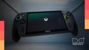 Aparelho portátil Xbox exibido em imagem promocional da marca