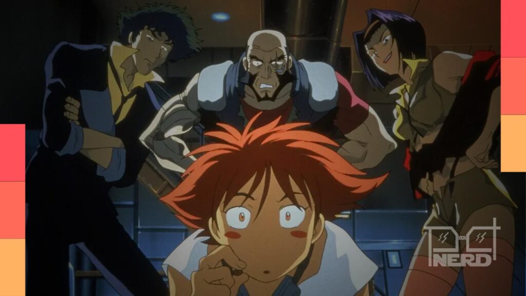 Spike Spiegel em arte promocional de Cowboy Bebop: The Movie, relançado nos cinemas em 4K