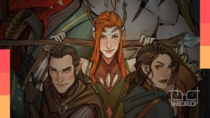 Arte de divulgação sobre a aventura canônica de Critical Role com VTubers da Hololive