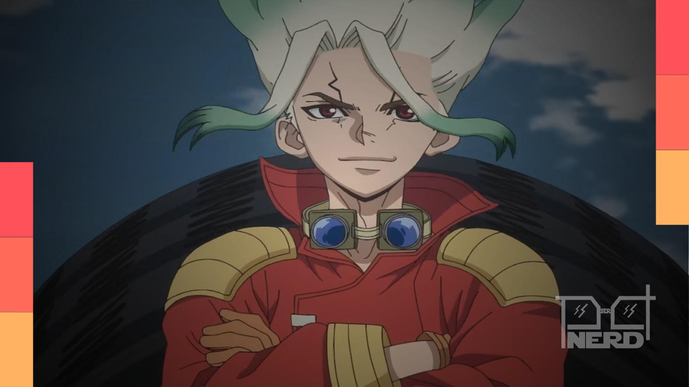 Senku em destaque para notícia sobre o novo animê Dr. STONE: Terraforming