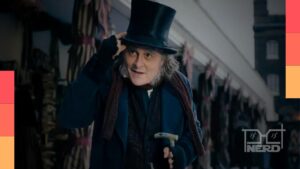 Johnny Depp caracterizado como Ebenezer Scrooge no filme Ebenezer e os Fantasmas do Natal
