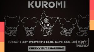 Kuromi em destaque ao lado de outros personagens da Sanrio no anúncio de seu primeiro filme para os cinemas