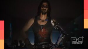 Arte conceitual de Night City com estética neon inspirada em Cyberpunk 2077