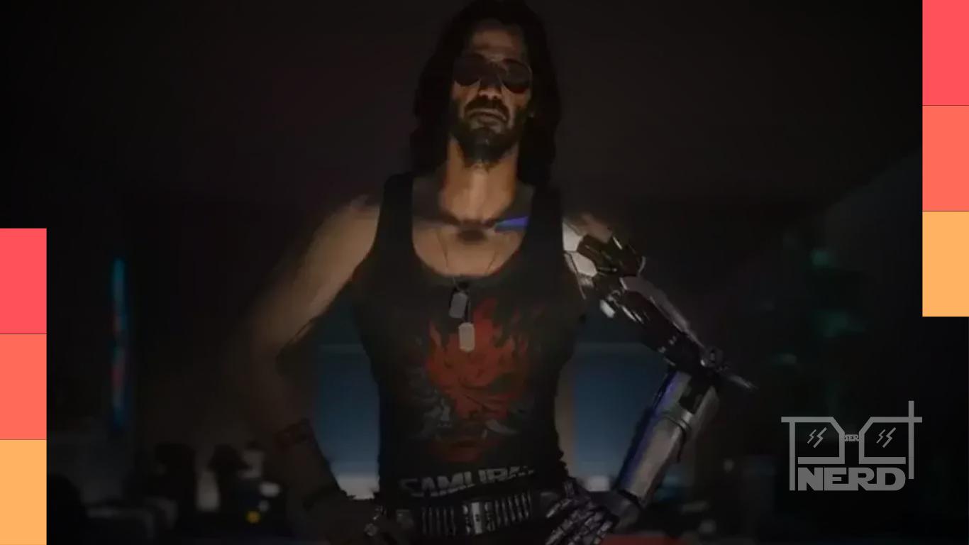 Arte conceitual de Night City com estética neon inspirada em Cyberpunk 2077