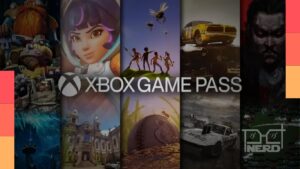 Controle de Xbox diante da identidade visual do Game Pass