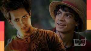 Goku em destaque ao lado de referências ao live-action de One Piece e Dragonball Evolution