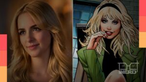 Mckenna Grace e Gwen Stacy em destaque em uma arte sobre a possibilidade de a atriz viver a personagem no MCU