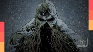Representação do Monstro do Pântano em uma arte sombria inspirada no personagem da DC