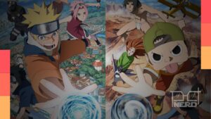 Ilustração promocional do crossover Naruto x Ninku com personagens das duas séries
