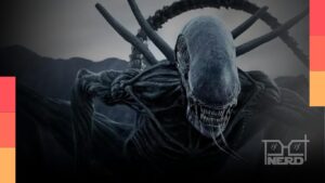 Arte representativa da franquia Alien e do anúncio do roteirista do novo filme