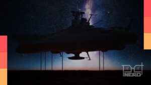 Arte conceitual de uma nave espacial inspirada em Space Battleship Yamato