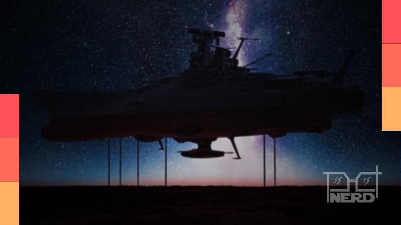 Arte conceitual de uma nave espacial inspirada em Space Battleship Yamato