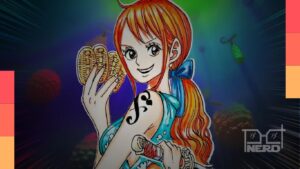 Nami com visual de tons escuros associado ao arco Egghead de One Piece