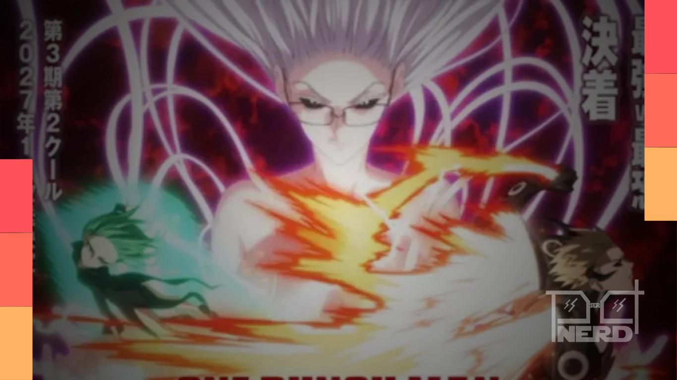 Imagem promocional de One-Punch Man para a segunda parte da terceira temporada, prevista para janeiro de 2027.