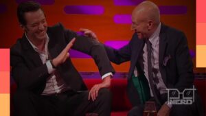 Patrick Stewart e Hugh Jackman juntos durante a parceria nos filmes dos X-Men