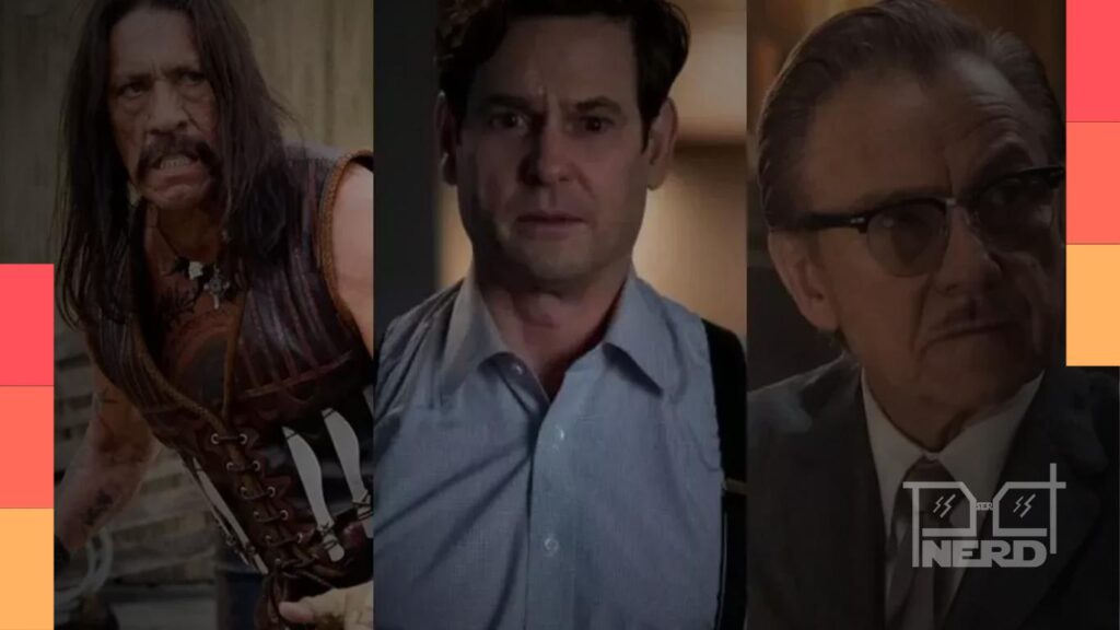 Imagem promocional de Pawn Shop com referências ao elenco formado por Harvey Keitel, Danny Trejo e Henry Thomas