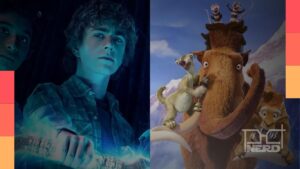 Personagens de Percy Jackson e A Era do Gelo em destaque na notícia sobre o acordo entre Disney e Netflix
