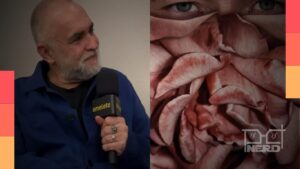 Karim Aïnouz durante entrevista sobre o filme Rosebush Pruning