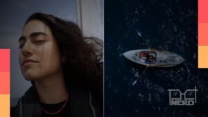 Tamara Klink e cena do filme 100 Dias, sobre a travessia de Amyr Klink