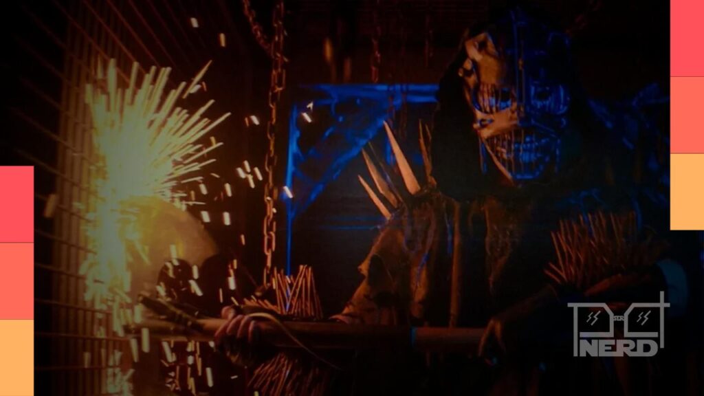 Cena do trailer de Slayground, terror da A24 ambientado em uma atração de Halloween