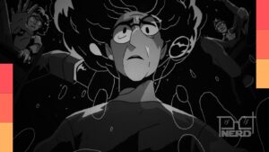 Cena da animação Tangles, longa em preto e branco sobre uma artista que volta para casa para cuidar da mãe com Alzheimer.