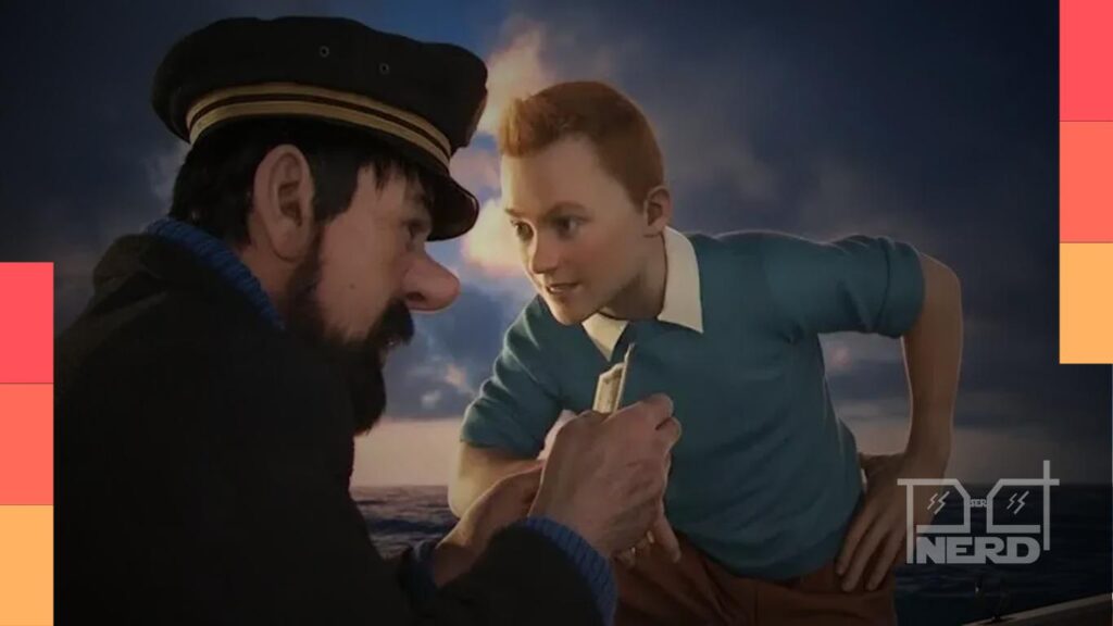 Tintim e Milu em imagem promocional de As Aventuras de Tintim
