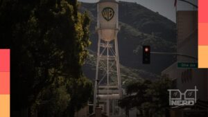 Torre de água da Warner Bros. com a inscrição A Skydance Corporation abaixo da marca do estúdio