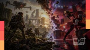 Arte ilustrativa sobre os projetos audiovisuais baseados em ARC Raiders e The Finals