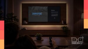 Tela da iNNova TV em uma Smart TV numa sala de estar
