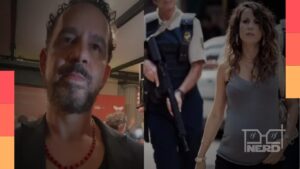 Aly Muritiba e Andréia Horta durante entrevista sobre Cidade de Deus: A Luta Não Para