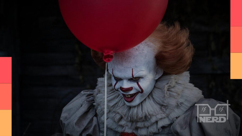 Bill Skarsgård caracterizado como Pennywise em It: A Coisa