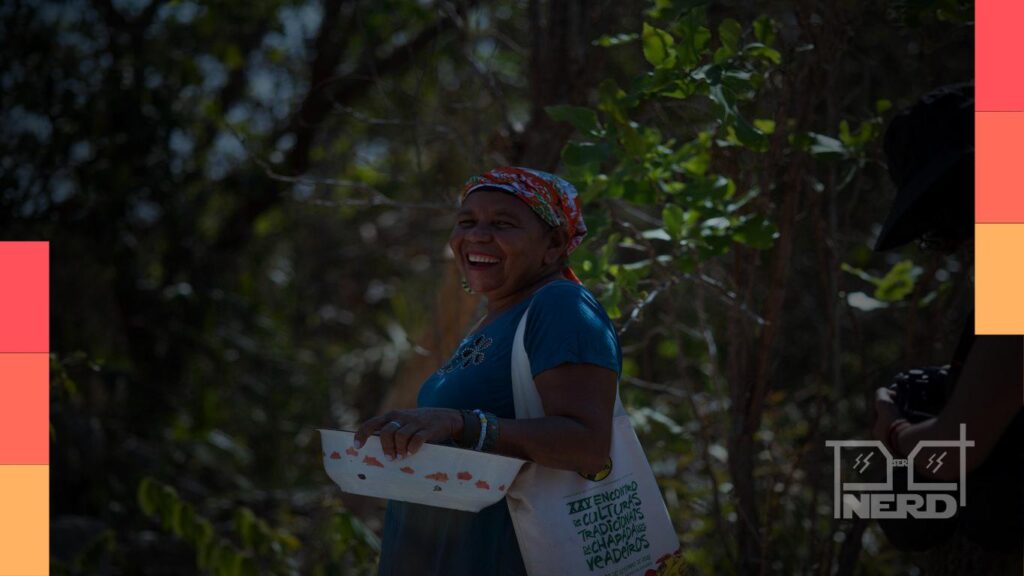 Percília dos Santos Rosa durante as gravações de um curta na comunidade Vão de Almas, na Chapada dos Veadeiros