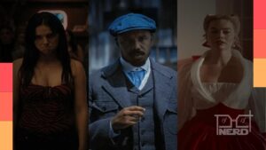 Pessoas usando fantasias inspiradas em figurinos de filmes e séries para o Halloween