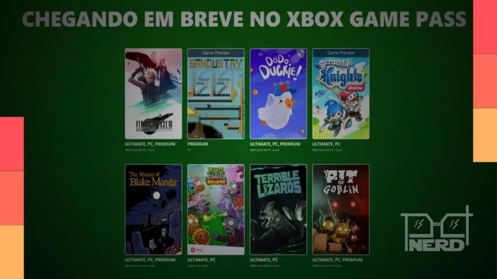 Destaques dos jogos que chegam ao Xbox Game Pass no fim de outubro, incluindo Final Fantasy VII Remake Intergrade