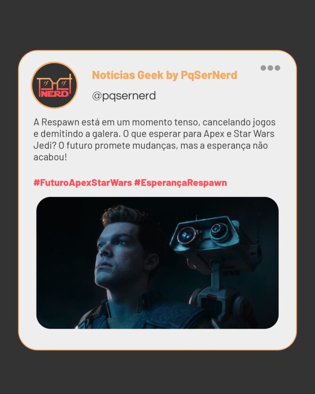 E aí, galera! 🚀💥

Parece que a Respawn tá passando por um daqueles momentos de tensão dignos de um plot twist em filme de herói. Cancelando jogos e demitindo a galera, a situação não tá fácil, não. 😬 Mas e agora? O que será que nos aguarda com o futuro de Apex e Star Wars Jedi?

A gente pode esperar mudanças, isso é certo, mas não vamos perder a esperança, né? Afinal, sempre há uma nova aventura no horizonte. ✨ Então, o que vocês acham? Estão otimistas ou já tão pensando no plano B? 😅

Confere mais sobre essa situação lá no link da bio! 

#FuturoApexStarWars #EsperançaRespawn